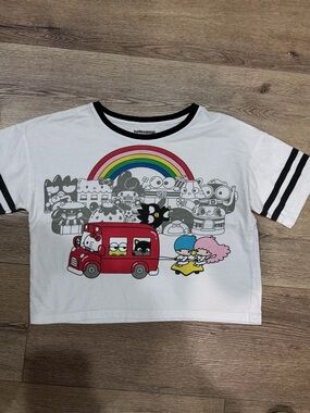 Hello Sanrio White Rainbow Character Crop Tee
